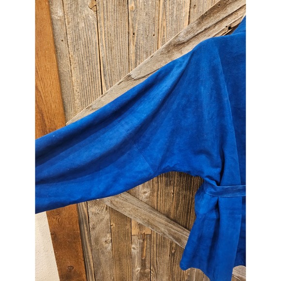 David Laurenz leathers made in USA vivid blue suede shaket w/ tie M ^ - Picture 3 of 8